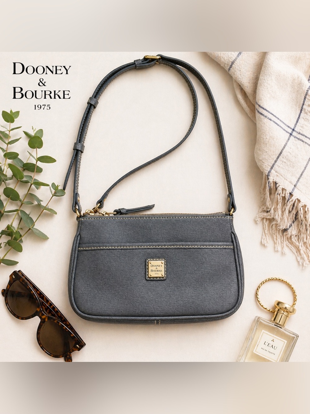 Dooney & Bourke Lola Pouchette Grey Saffiano Crossbody NWOT | COA Included